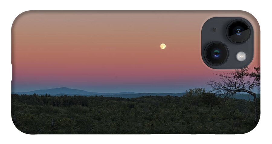 Sunset Lake Road West Brattleboro Vermont iPhone 14 Case featuring the photograph Full Moon Horizon by Tom Singleton