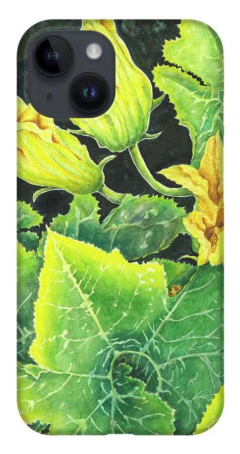 Zucchini iPhone 14 Case featuring the painting Garden Glow by Lori Taylor