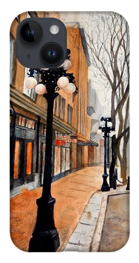Street Scene iPhone Case featuring the painting Gastown, Vancouver by Sher Nasser