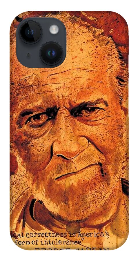 Ryan Almighty iPhone 14 Case featuring the painting GEORGE CARLIN fresh blood by Ryan Almighty