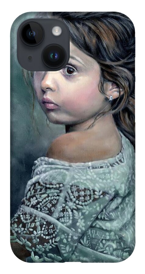 Girl iPhone 14 Case featuring the painting Girl in Lace by John Neeve