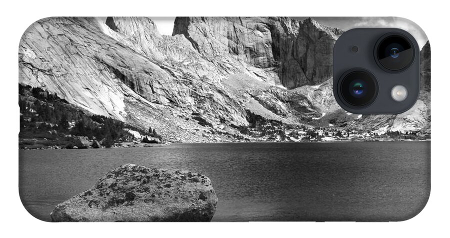 Wyoming iPhone Case featuring the photograph Glacial Erratic at Deep Lake Black and White by Brett Pelletier