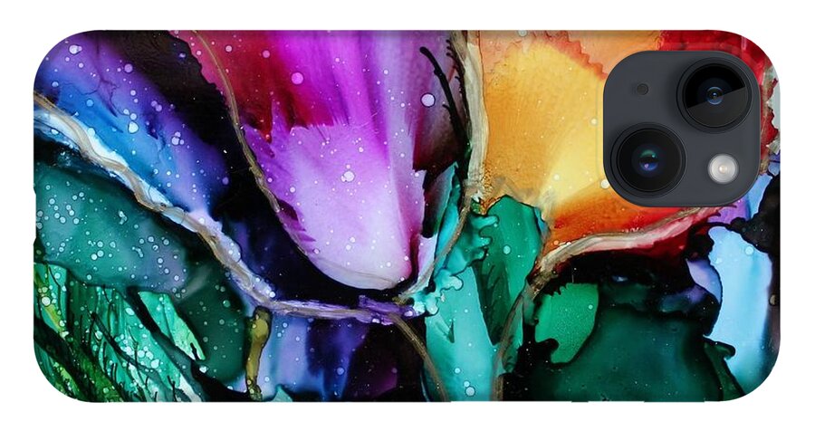 Tulips iPhone 14 Case featuring the painting Glow by Ruth Kamenev