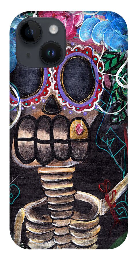 Day Of The Dead iPhone 14 Case featuring the painting Going Out by Abril Andrade