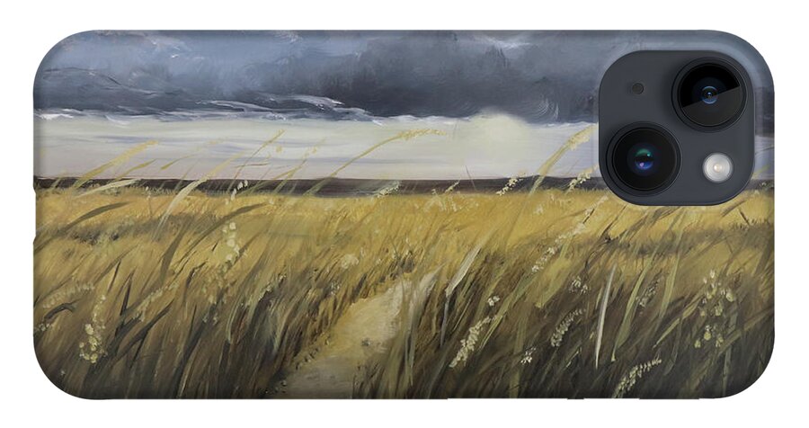 Golden Field iPhone 14 Case featuring the painting Golden Fields by Stephen Krieger
