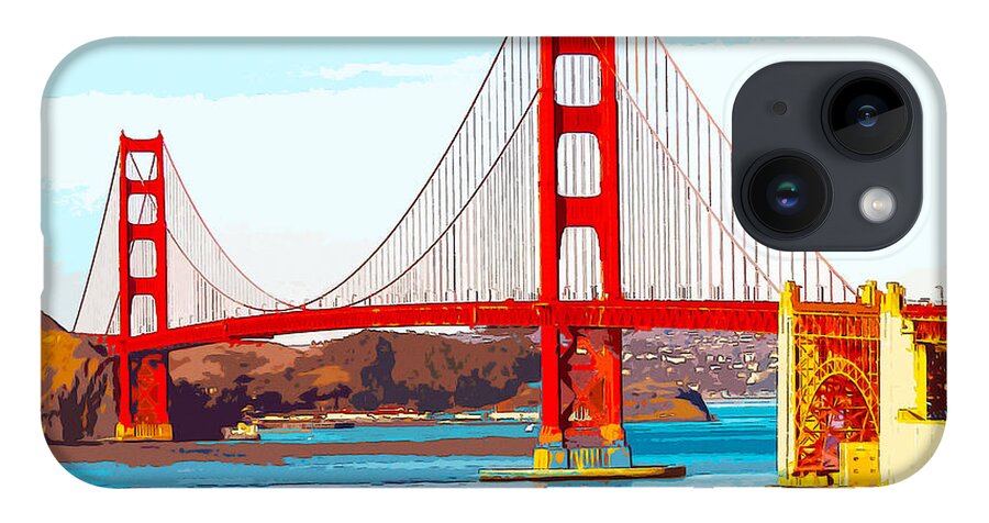 Architecture iPhone 14 Case featuring the digital art Golden Gate Bridge San Francisco The City By The Bay by Anthony Murphy