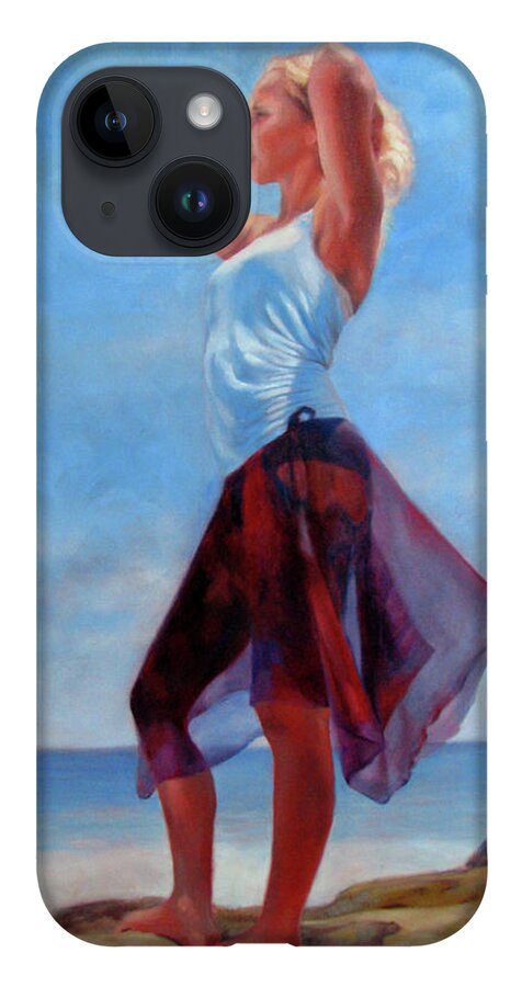 Beach iPhone 14 Case featuring the painting Golden Girl by Marie Witte
