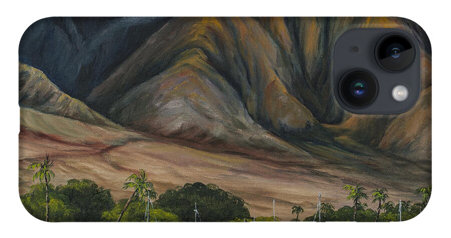 Landscape iPhone 14 Case featuring the painting Golden Light West Maui by Darice Machel McGuire