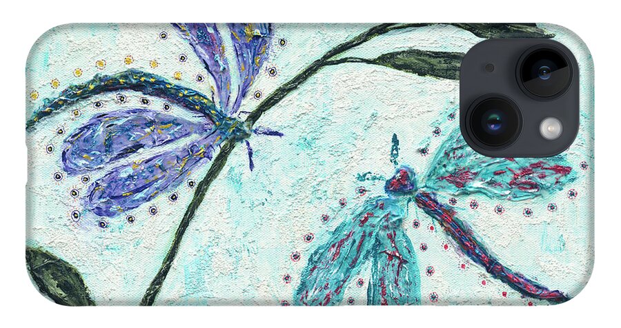 Dragonflies iPhone 14 Case featuring the painting Good Vibrations by Kathryn Riley Parker