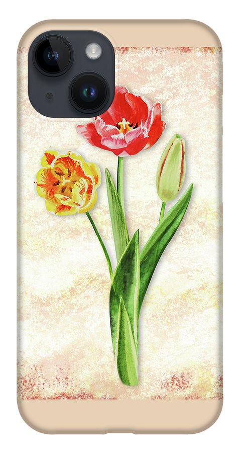 Tulip Bouquet iPhone 14 Case featuring the painting Graceful Watercolor Tulips by Irina Sztukowski