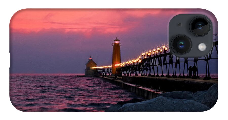 Grand Haven iPhone 14 Case featuring the photograph Grand Haven Sunset by Susan Rissi Tregoning