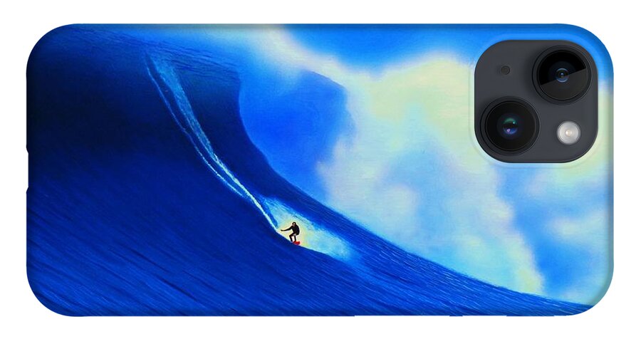 Surfing iPhone 14 Case featuring the painting Cortes Bank 2008 by John Kaelin