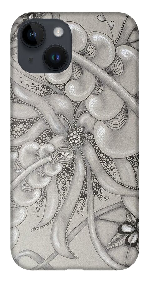 Gray iPhone Case featuring the drawing Gray Garden Explosion by Jan Steinle