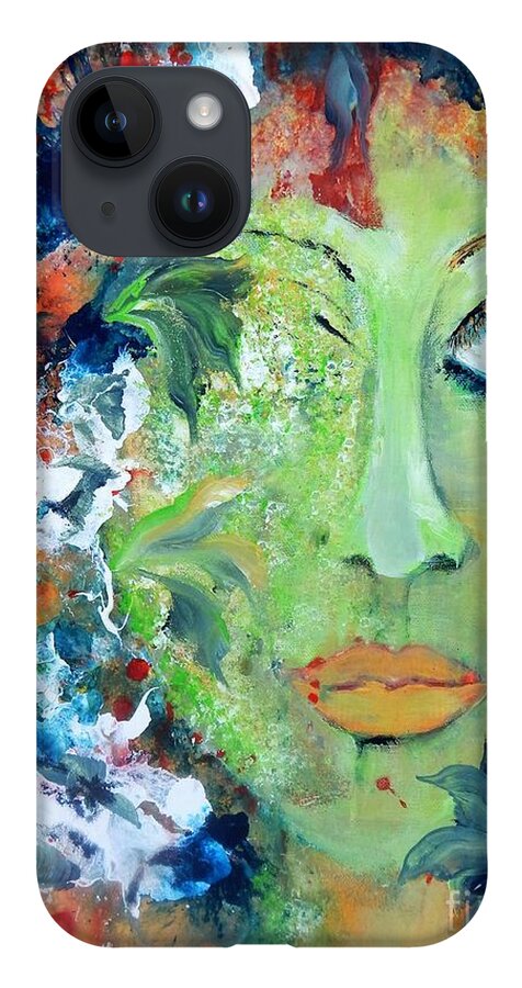 Green iPhone Case featuring the painting Green Garden Goddess by Lisa Kaiser