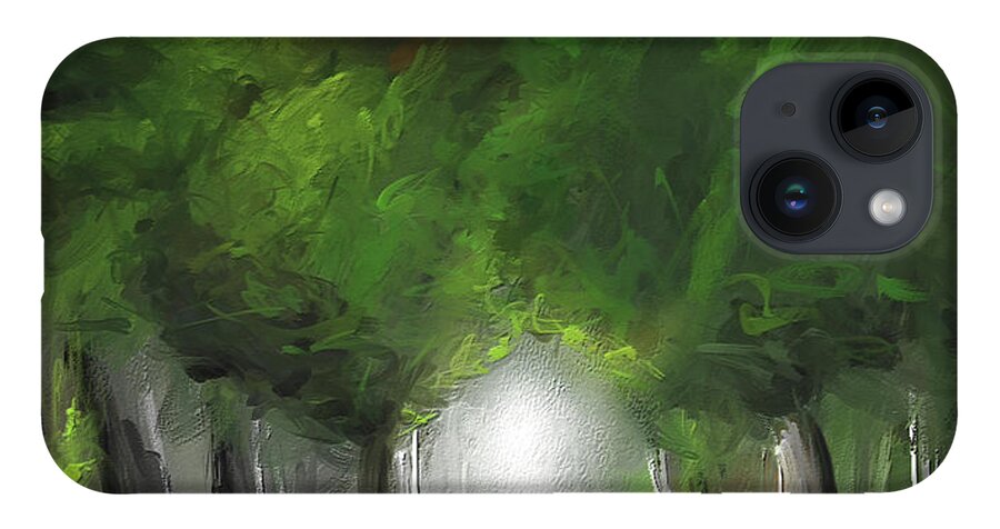 Green iPhone Case featuring the painting Green Serenity - Green Abstract Art by Lourry Legarde