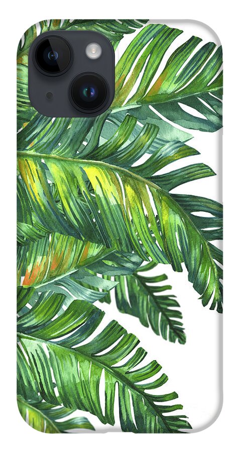Tropical Leaves iPhone Case featuring the painting Green Tropic by Mark Ashkenazi