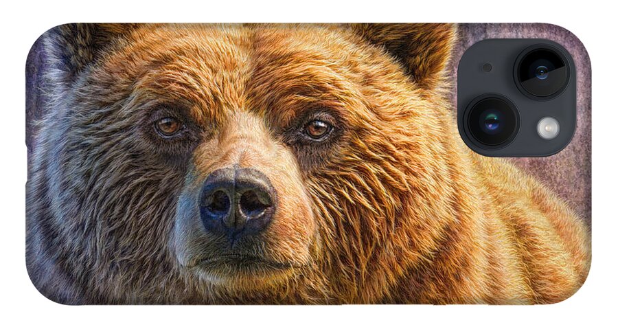Grizzly iPhone 14 Case featuring the painting Grizzly Portrait by Phil Jaeger