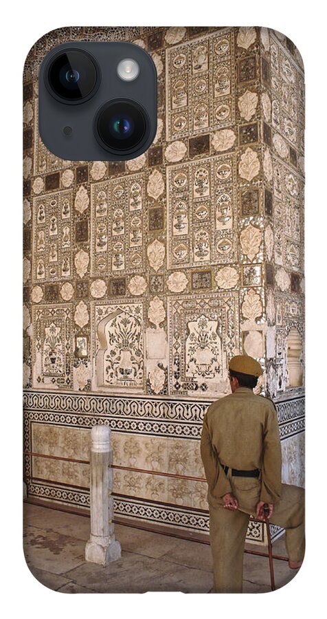 Amber iPhone 14 Case featuring the photograph Guard of the mirrored room, Amber Fort 2007 by Chris Honeyman