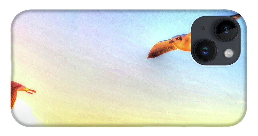Gull iPhone 14 Case featuring the digital art Gull In Sky by Kathleen Illes