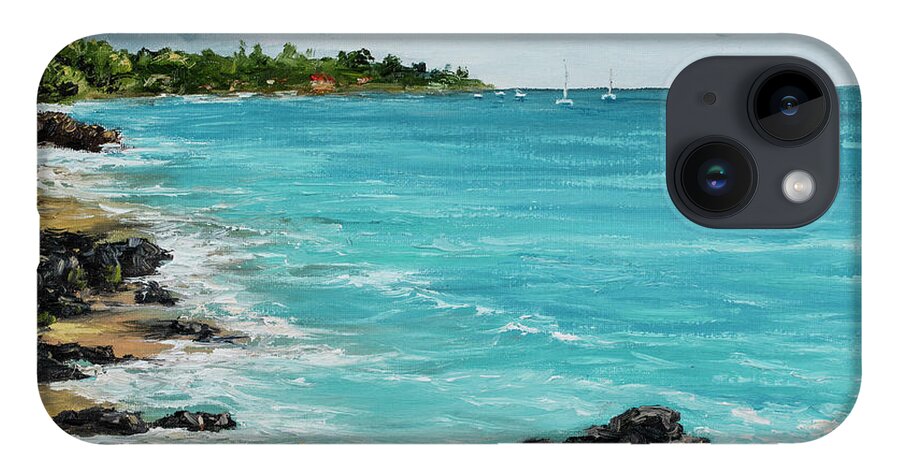 Landscape iPhone 14 Case featuring the painting Hanakao'o Beach by Darice Machel McGuire