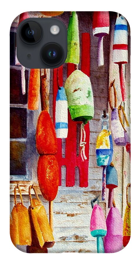 Lobster iPhone 14 Case featuring the painting Hanging Around by Karen Fleschler