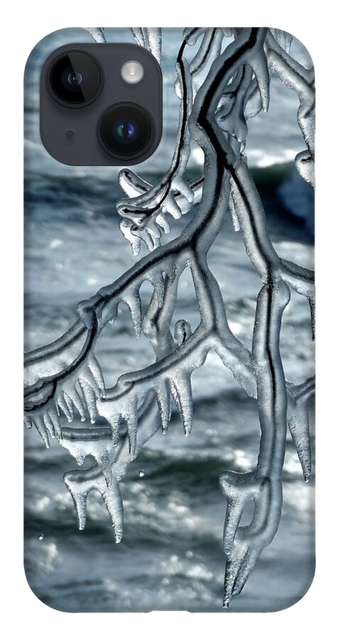 Shoreline iPhone 14 Case featuring the photograph Hanging Ice Sculpture by David T Wilkinson