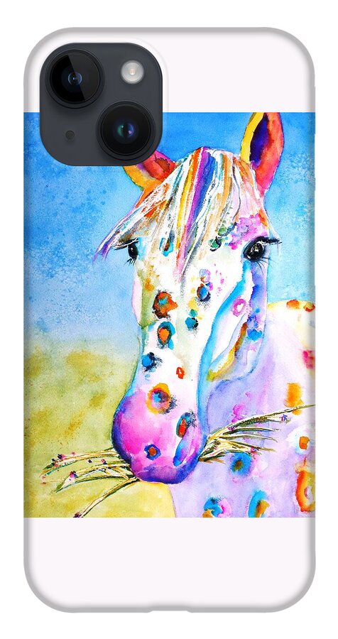 Horse iPhone 14 Case featuring the painting Happy Appy by Carlin Blahnik CarlinArtWatercolor