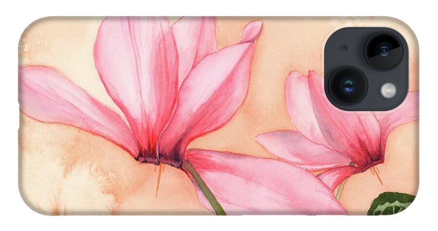 Cyclamen iPhone 14 Case featuring the painting Happy Dance by Hilda Wagner