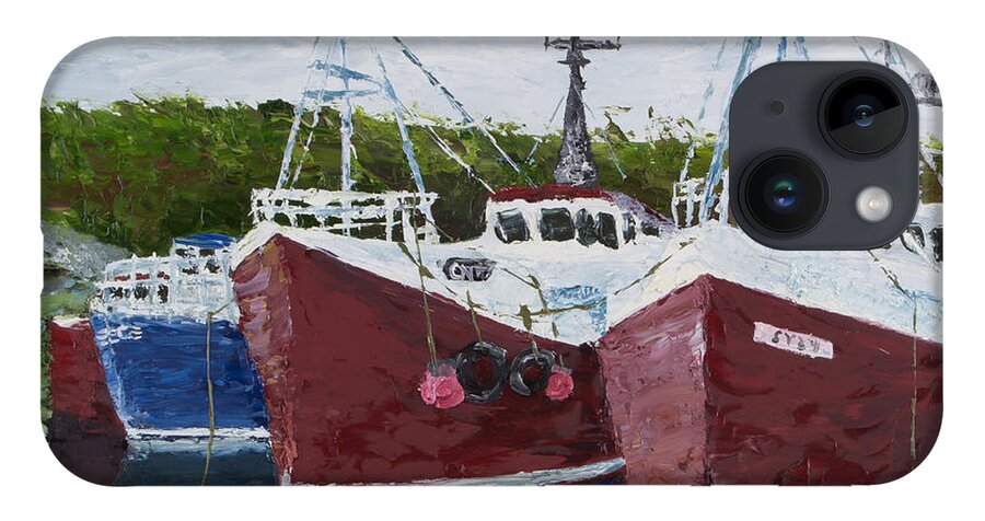 Boats iPhone 14 Case featuring the painting Harbored by Nick Ferszt