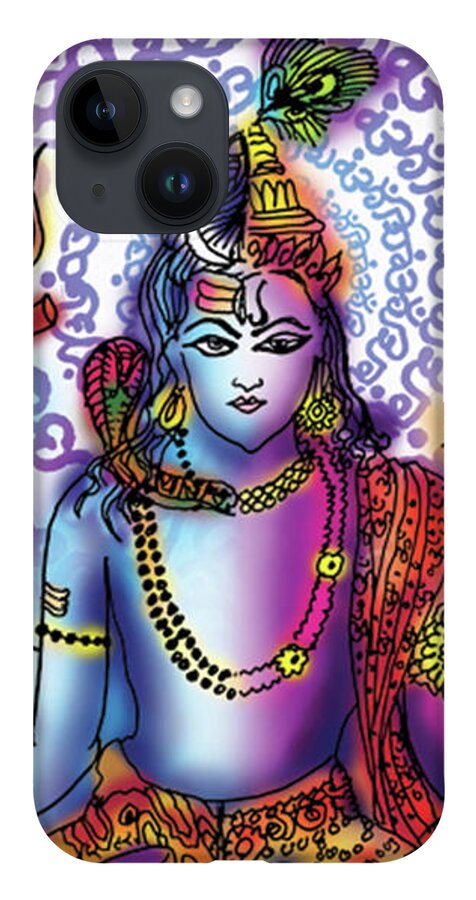 Shiva iPhone 14 Case featuring the painting Hari Hara Krishna Vishnu by Guruji Aruneshvar Paris Art Curator Katrin Suter
