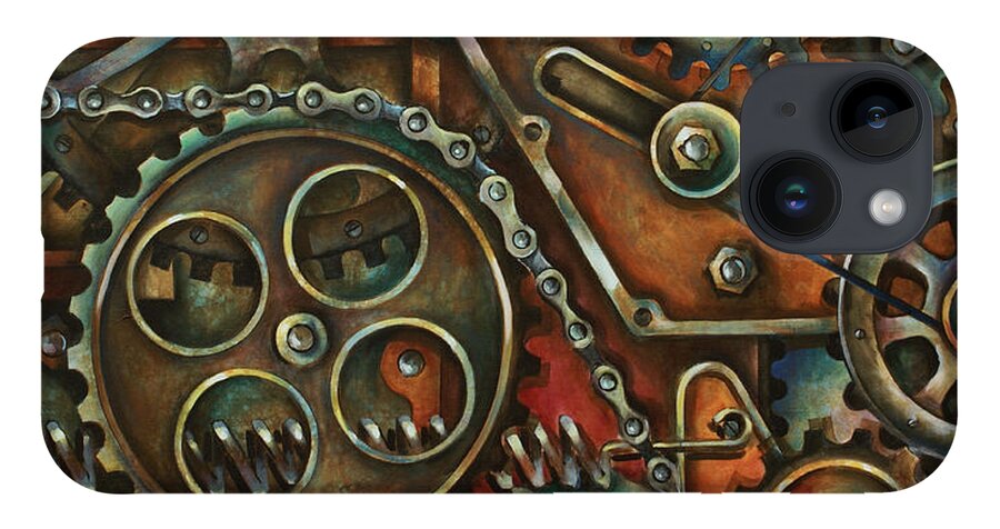 Mechanical Painting iPhone 14 Case featuring the painting Harmony by Michael Lang
