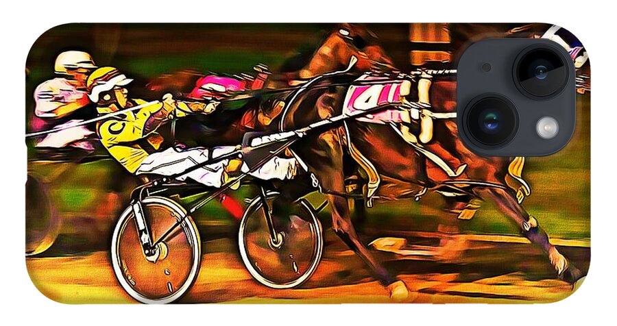 Harness Race iPhone 14 Case featuring the digital art Harness Race #2 by Tatiana Travelways