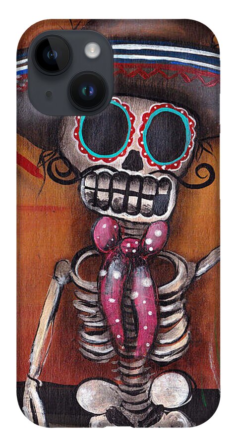 Day Of The Dead iPhone 14 Case featuring the painting Heat Wave by Abril Andrade