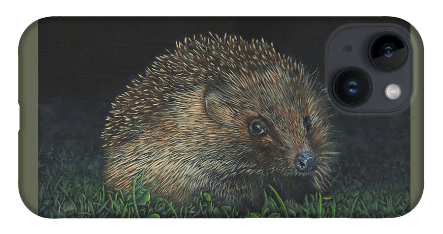 Hedgehog iPhone 14 Case featuring the painting Hedgehog by John Neeve