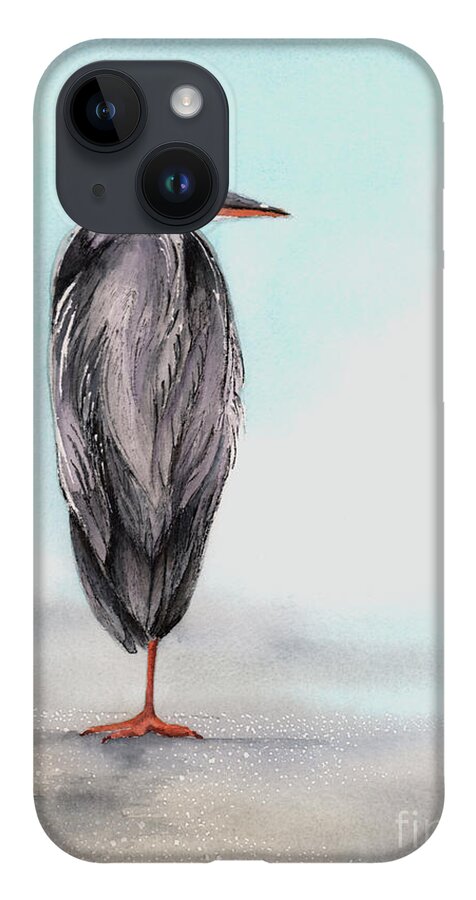 Heron iPhone 14 Case featuring the painting Heron by Hilda Wagner