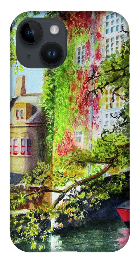 Bruges iPhone 14 Case featuring the painting Hiding by Karen Fleschler