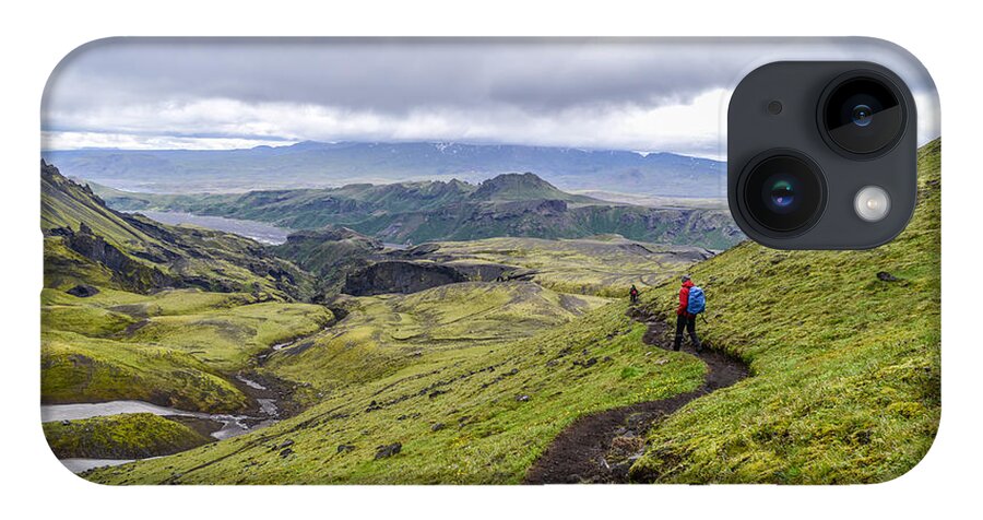 Iceland iPhone 14 Case featuring the photograph Hiking into Thorsmork on the Fimmvorduhals Trail by Alex Blondeau