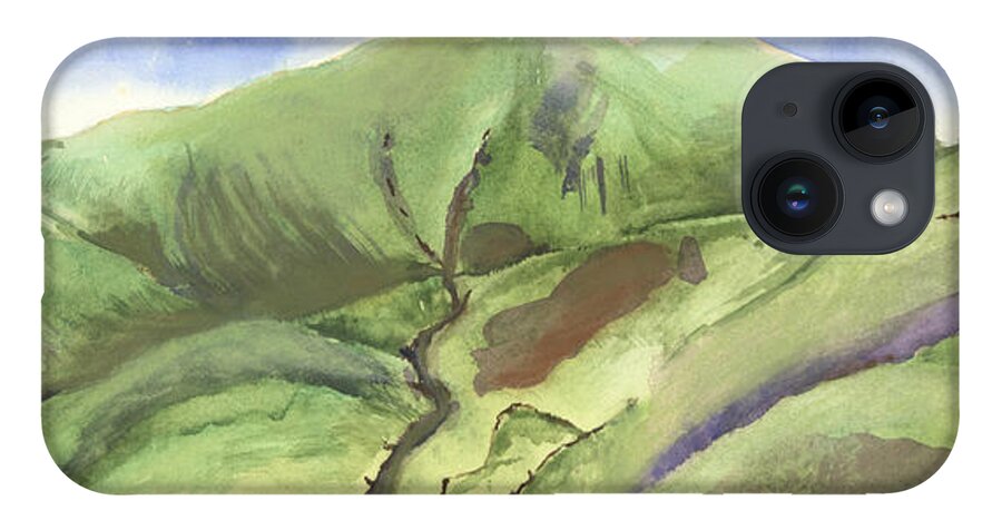  iPhone 14 Case featuring the painting Hillside Panorama by Kathleen Barnes