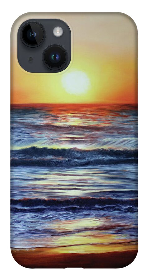 Sunrise; Ocean; Beach; Holgate iPhone 14 Case featuring the painting Holgate Sunrise 5 by Marg Wolf