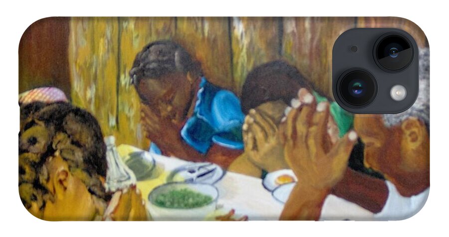 Prayer iPhone 14 Case featuring the painting Humble Gratitude by Saundra Johnson