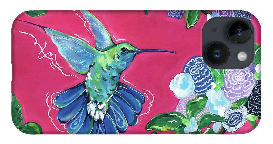 Hummingbird iPhone 14 Case featuring the painting Hummingbird by Beth Ann Scott