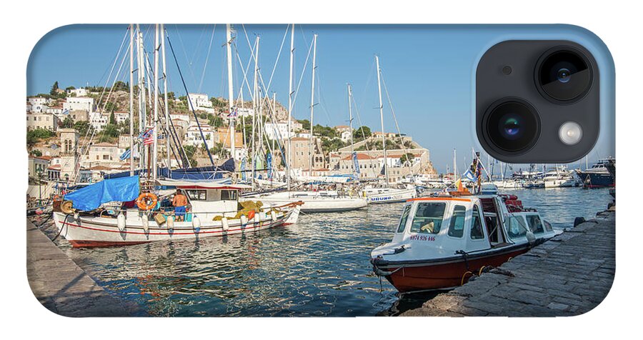 Aegis iPhone 14 Case featuring the photograph Hydra habour by Hannes Cmarits