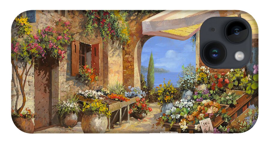Landscape iPhone 14 Case featuring the painting Il Mercato Al Lago by Guido Borelli