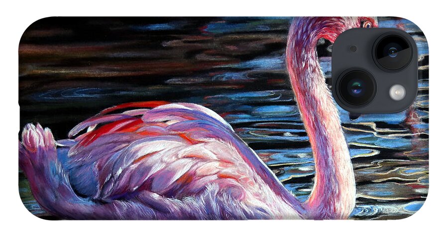 Flamingo iPhone 14 Case featuring the painting Imposter by Lachri