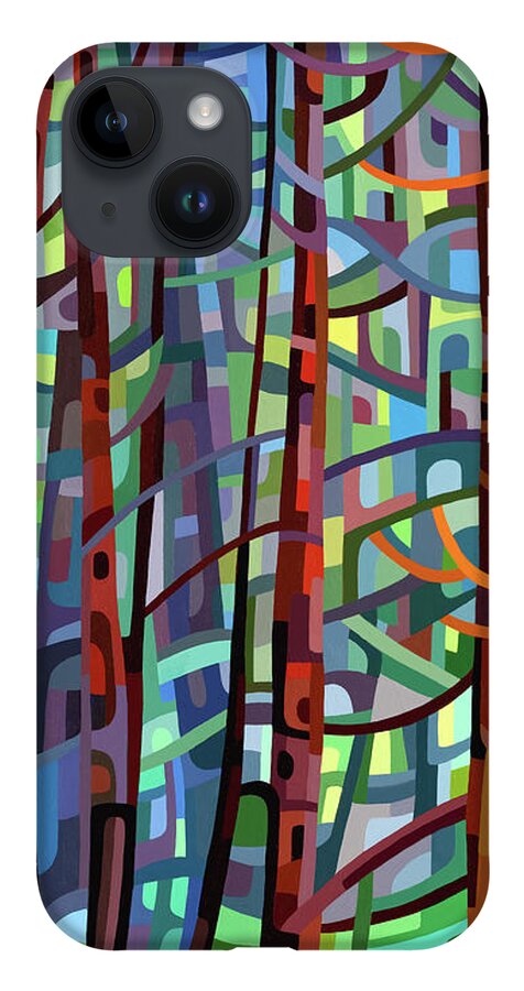  iPhone 14 Case featuring the painting In a Pine Forest - crop by Mandy Budan