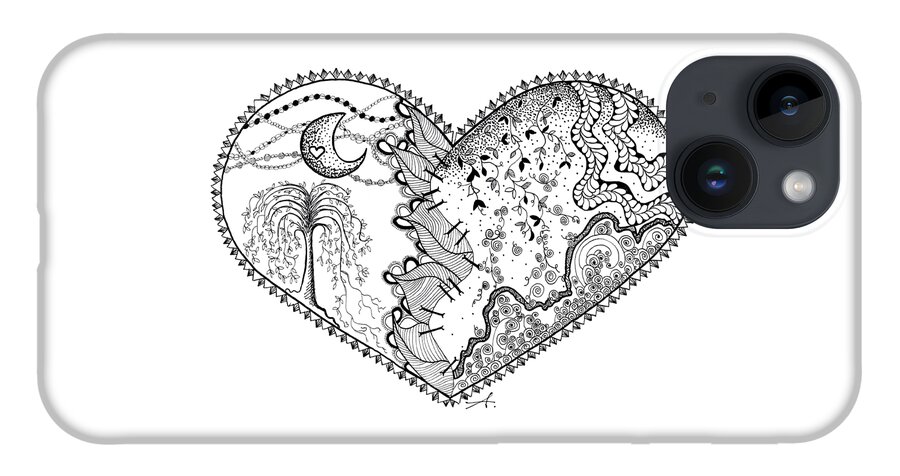 Broken Heart iPhone 14 Case featuring the drawing Repaired Heart by Ana V Ramirez