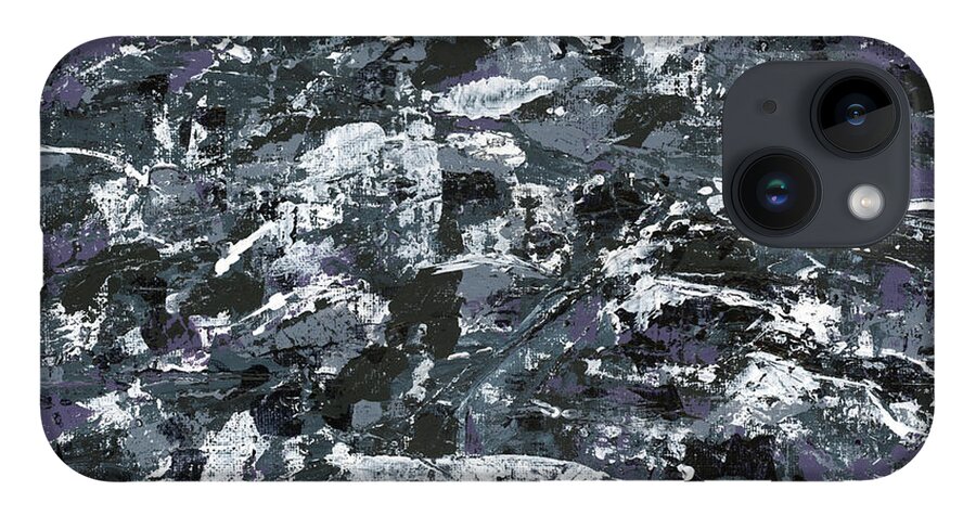 Abstract iPhone 14 Case featuring the painting In Rubble by Matthew Mezo