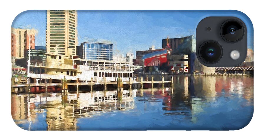 Baltimore Inner Harbor iPhone Case featuring the painting Inner Harbor Reflections by Kerri Farley