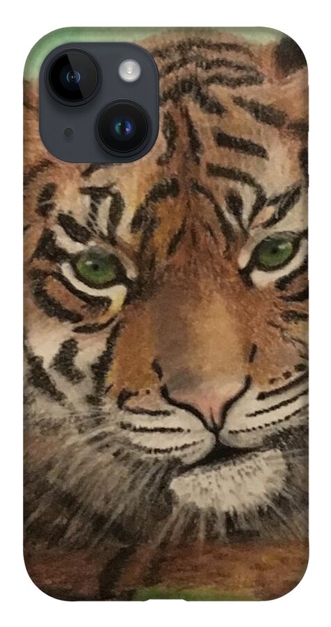 Tiger iPhone Case featuring the drawing Innocence by Marlene Little