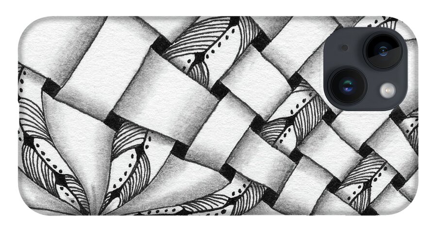 Zentangle iPhone Case featuring the drawing Interwoven by Jan Steinle
